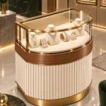 Aurevia Luxe curved jewelry display counter for showroom
