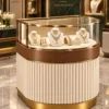 Aurevia Luxe curved jewelry display counter for showroom