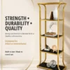Aurevia Luxe gold multi tier display rack with open shelves and curved frame