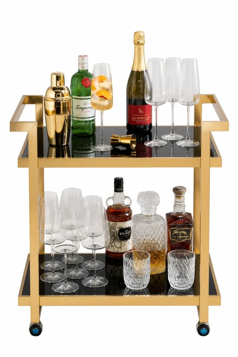 Aurevia Luxe luxury bar trolley with gold frame