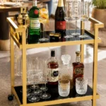 Aurevia Luxe luxury bar trolley with gold frame