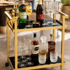 Aurevia Luxe luxury bar trolley with gold frame