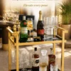Aurevia Luxe luxury bar trolley with gold frame