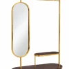Aurevia standing mirror with clothes rack and gold stainless steel frame