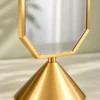 Aurex Geo geometric luxury standing mirror with gold stainless steel frame
