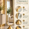 Aurex Geo geometric luxury standing mirror with gold stainless steel frame