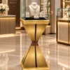 Aurex Geo jewelry pedestal display case with gold base