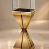 Aurex Geo jewelry pedestal display case with gold base