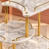 Avelora Luxe asymmetrical serving trolley with marble-look surfaces and gold frame
