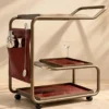 Barmont Luxe bar trolley with accessory storage and bronze-tone frame