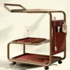 Barmont Luxe bar trolley with accessory storage and bronze-tone frame
