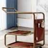 Barmont Luxe bar trolley with accessory storage and bronze-tone frame