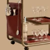 Barmont Luxe bar trolley with accessory storage and bronze-tone frame