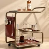 Barmont Luxe bar trolley with accessory storage and bronze-tone frame