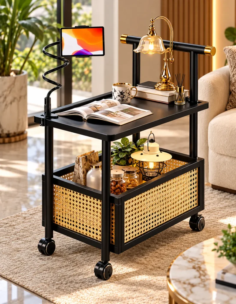 Caneva Luxe cane storage serving trolley with black frame and wheels