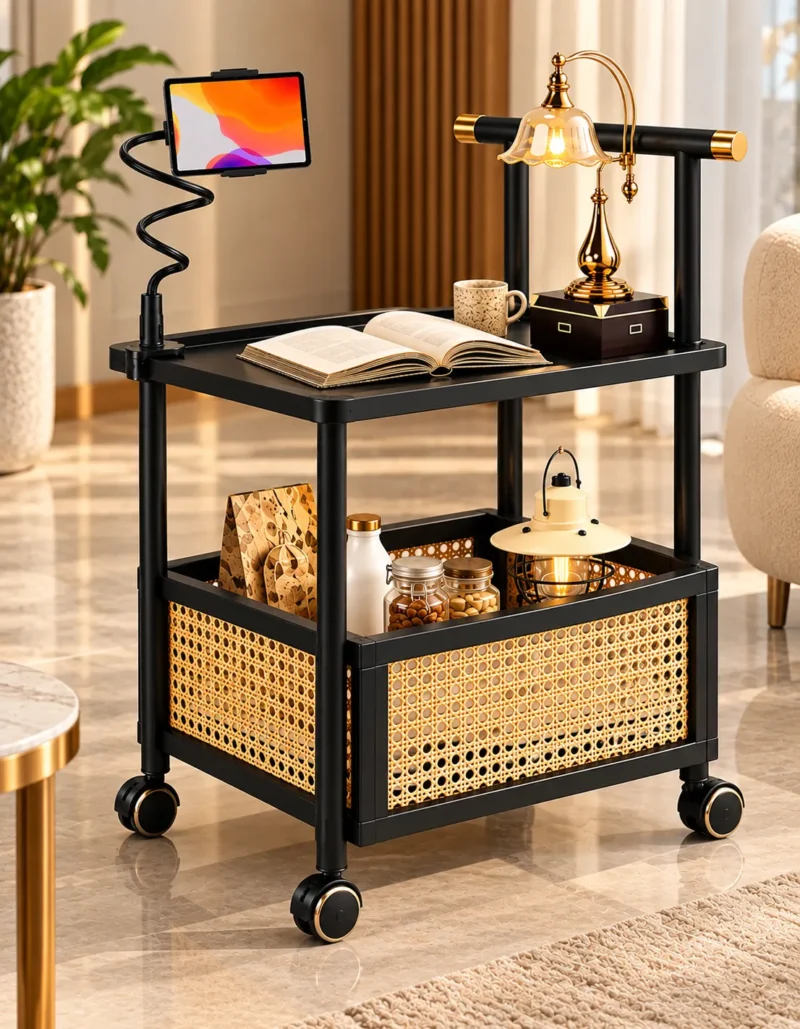 Caneva Luxe cane storage serving trolley with black frame and wheels