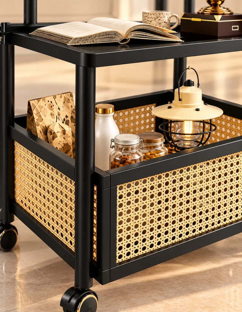 Caneva Luxe cane storage serving trolley with black frame and wheels