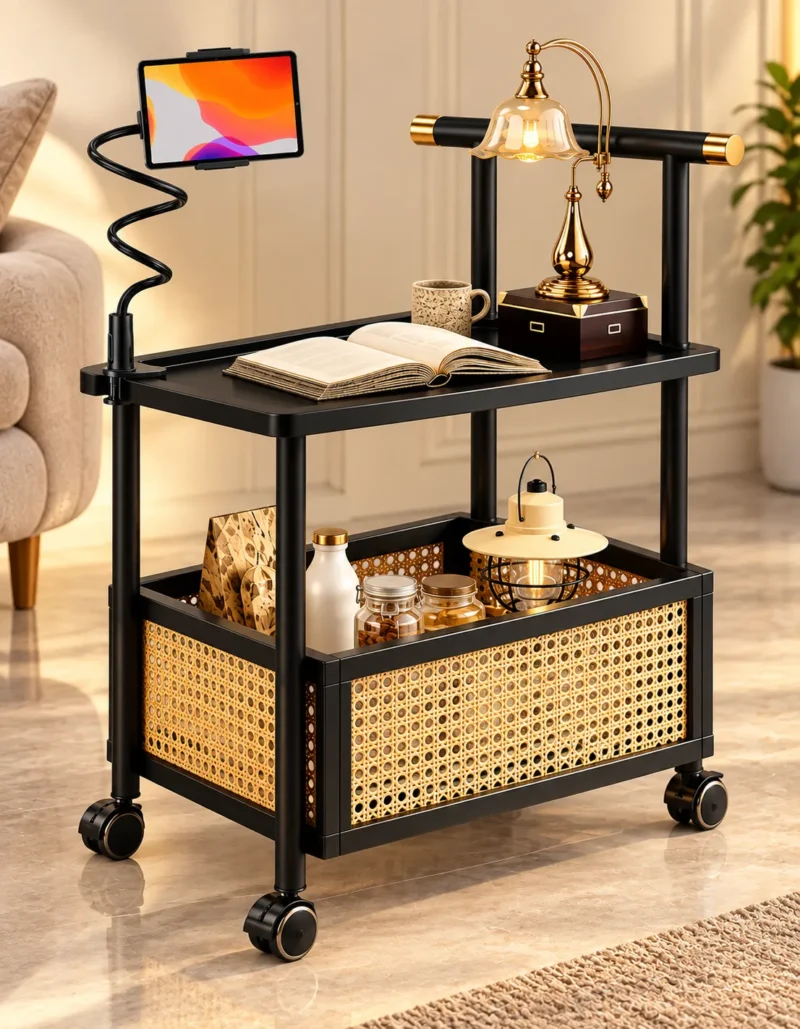 Caneva Luxe cane storage serving trolley with black frame and wheels