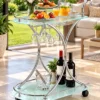 Celesta serving trolley with glass holder, bottle storage and silver frame