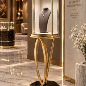 Celestia Luxe necklace display showcase with LED lighting