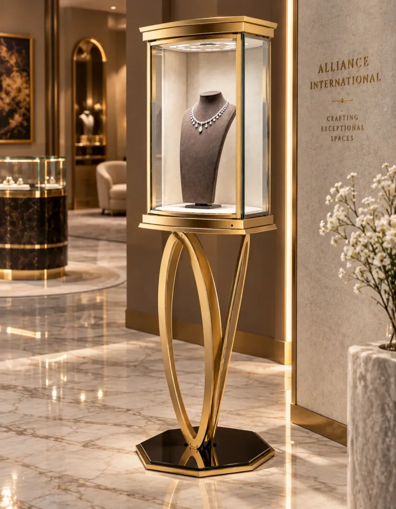 Celestia Luxe necklace display showcase with LED lighting