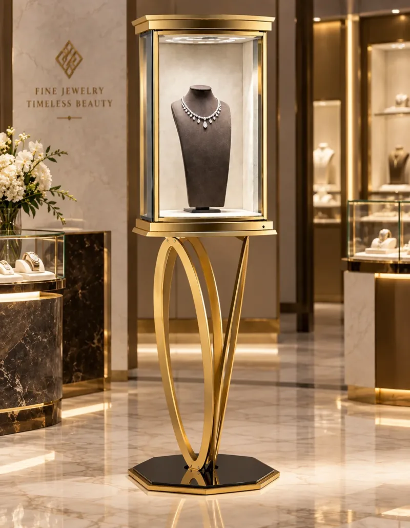 Celestia Luxe necklace display showcase with LED lighting