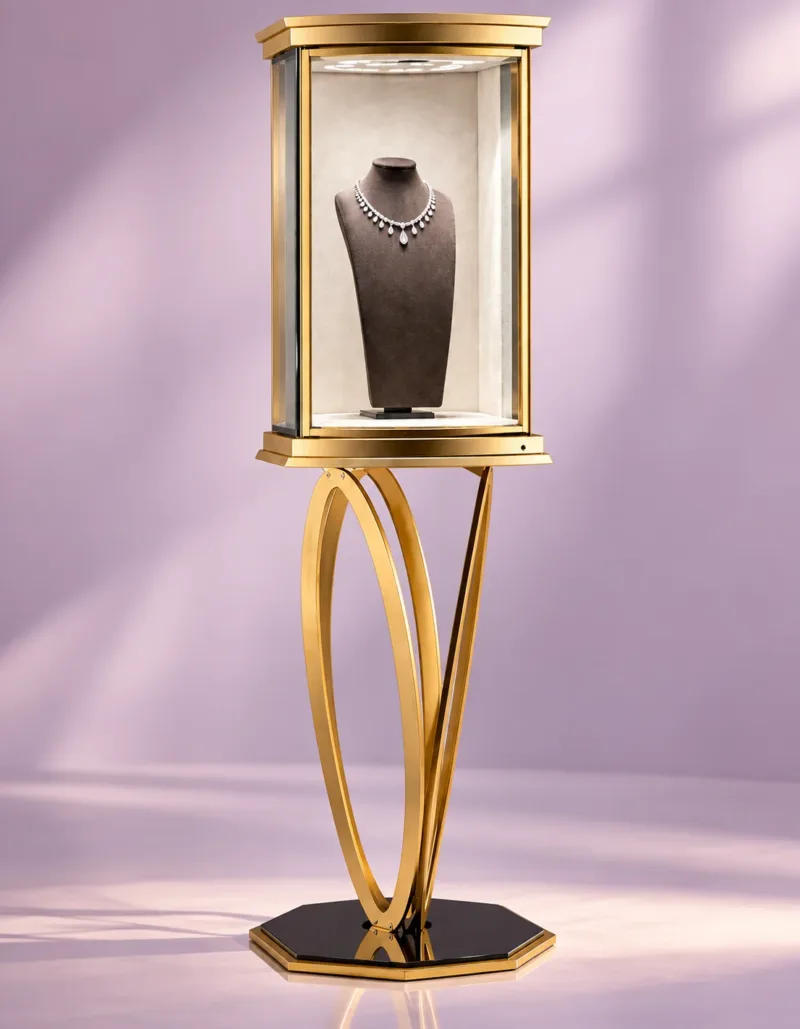 Celestia Luxe necklace display showcase with LED lighting