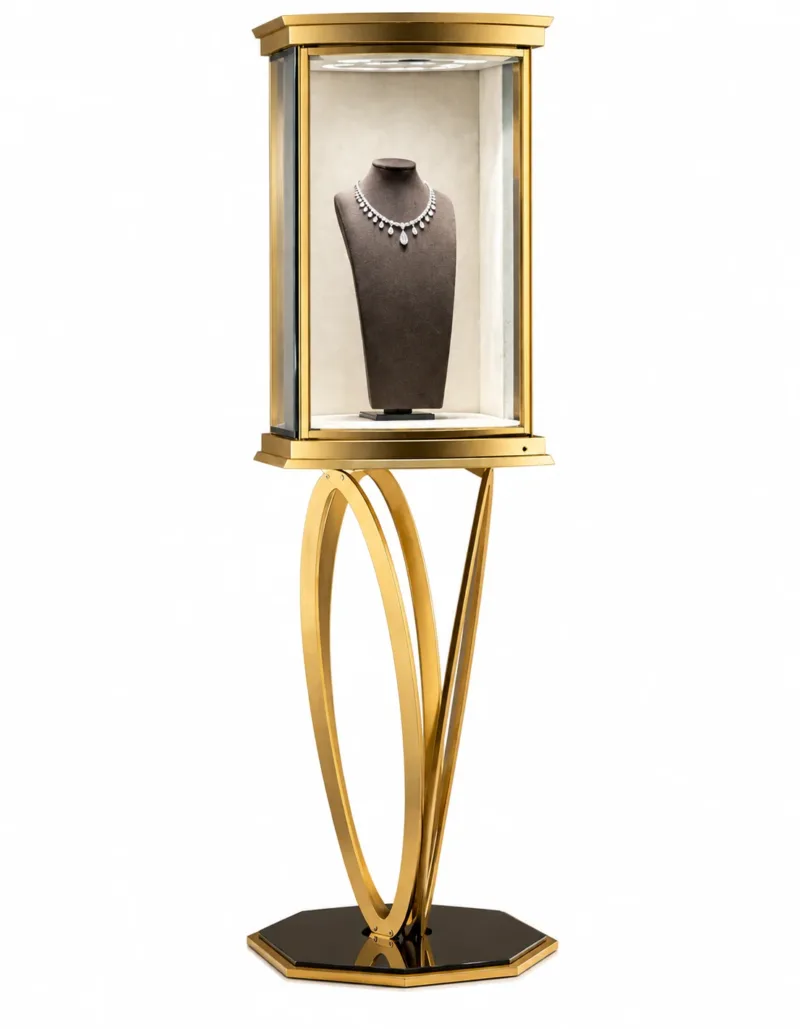 Celestia Luxe necklace display showcase with LED lighting