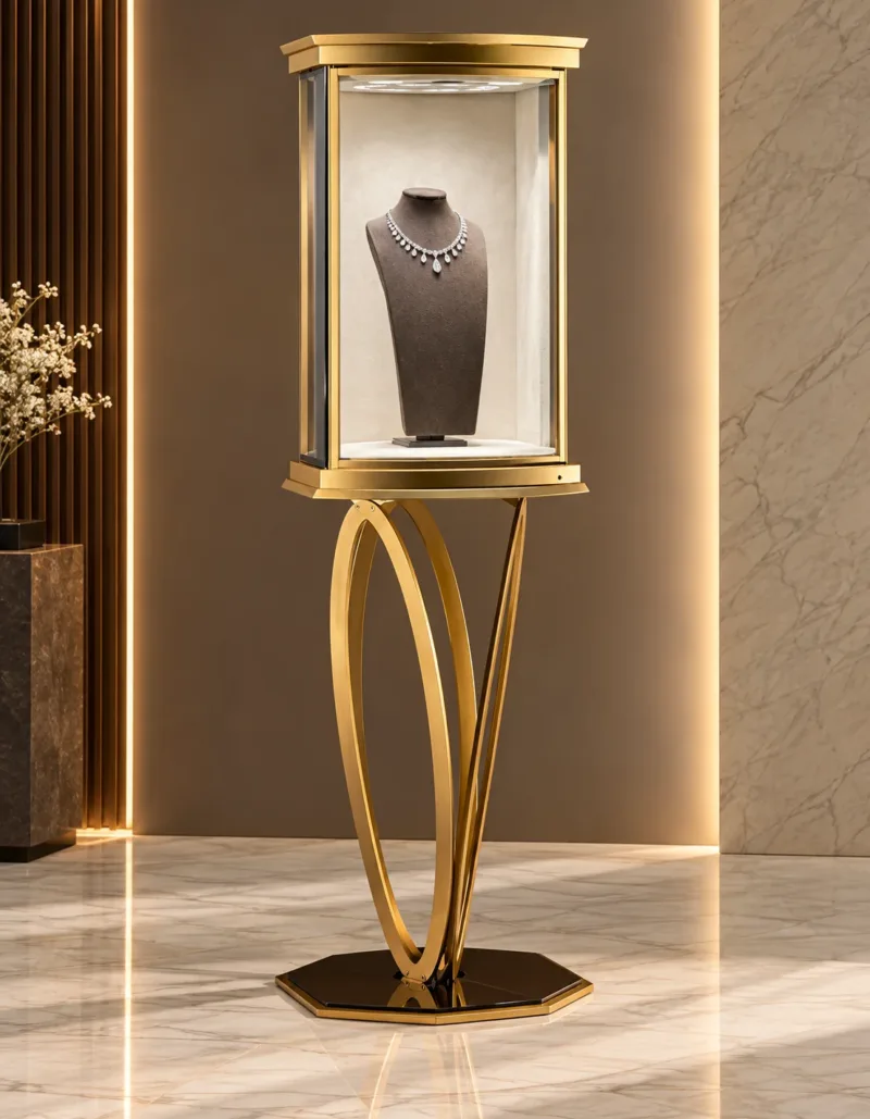 Celestia Luxe necklace display showcase with LED lighting