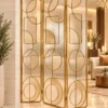 Cirque Luxe folding textured glass partition with gold frame