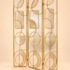 Cirque Luxe folding textured glass partition with gold frame