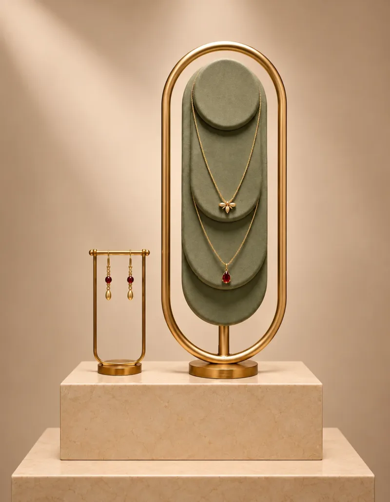 Elara Oval necklace display stand with earring holder