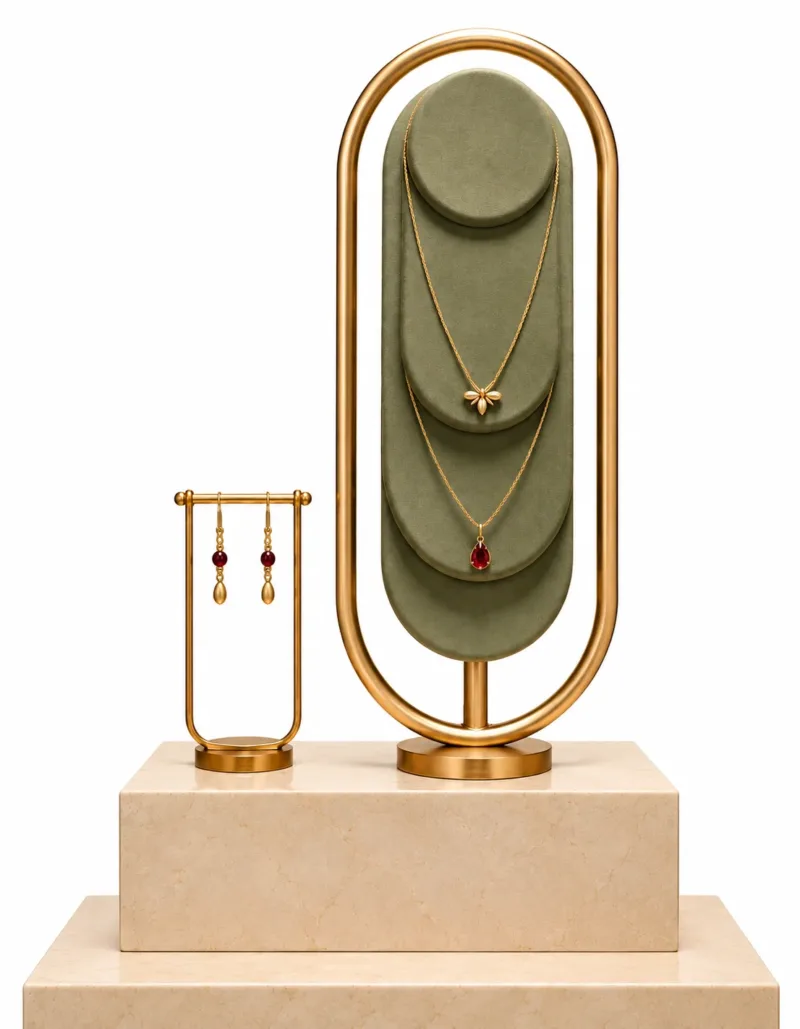 Elara Oval necklace display stand with earring holder