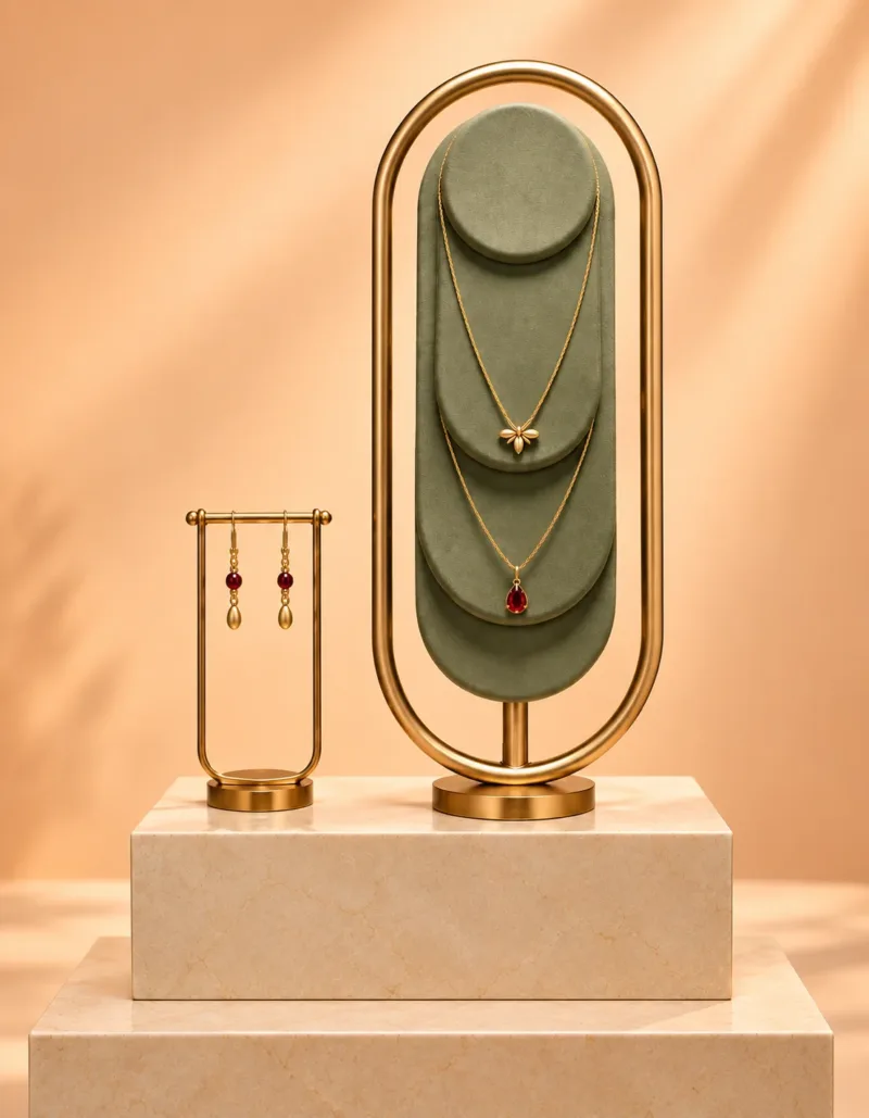 Elara Oval necklace display stand with earring holder