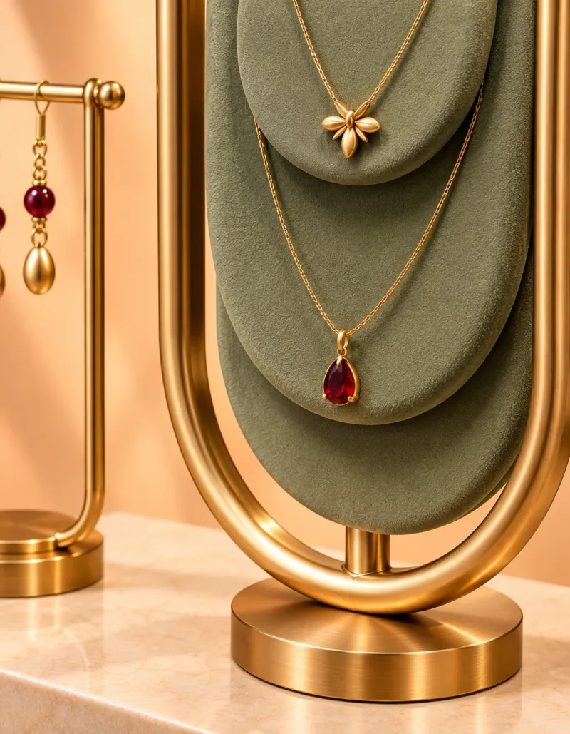 Elara Oval necklace display stand with earring holder