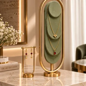 Elara Oval necklace display stand with earring holder