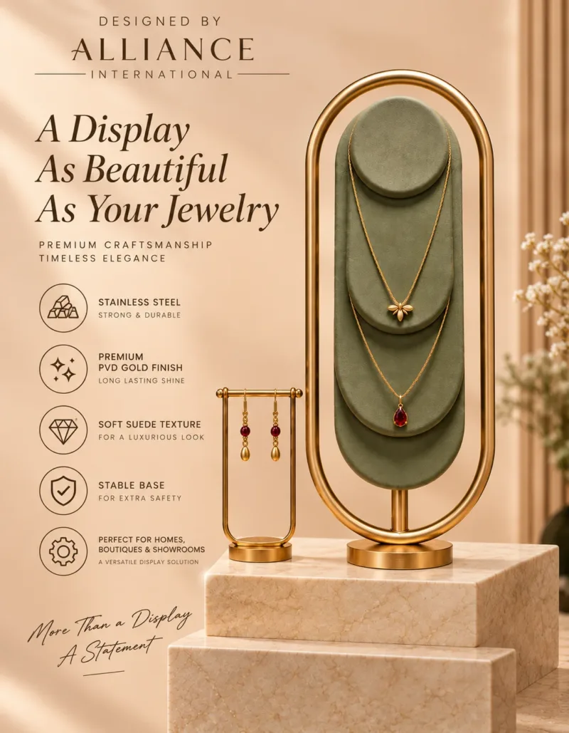 Elara Oval necklace display stand with earring holder