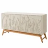 Elora Bloom floral design TV cabinet with raised botanical doors and wood-look base