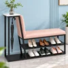 Elora shoe rack with umbrella holder, cushioned bench and two-tier shoe storage