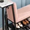Elora shoe rack with umbrella holder, cushioned bench and two-tier shoe storage