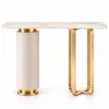 Elvara Luxe asymmetrical console table with marble-style top and gold frame