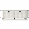 Elvora Geo geometric TV cabinet with storage and white decorative doors