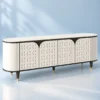 Elvora Geo geometric TV cabinet with storage and white decorative doors