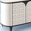 Elvora Geo geometric TV cabinet with storage and white decorative doors