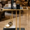Elvora Luxe modern bar serving trolley with gold frame