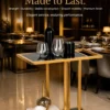 Elvora Luxe modern bar serving trolley with gold frame
