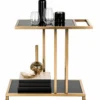 Elvora Luxe modern bar serving trolley with gold frame
