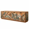 Evara Botanica leaf design TV cabinet with storage and botanical wooden-look front