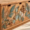 Evara Botanica leaf design TV cabinet with storage and botanical wooden-look front