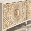 Flora Carve floral carved TV cabinet with four-door storage and ivory finish